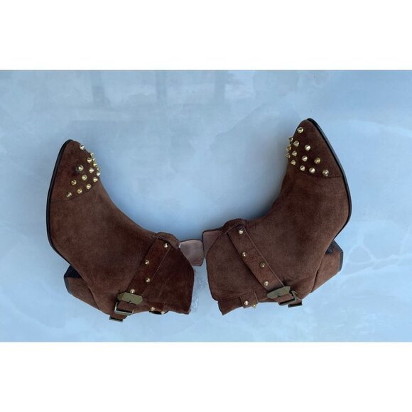 Desiderata Womens Suede Leather Pointed Toe Ankle Boots Brown Sz 6 - Picture 5 of 10